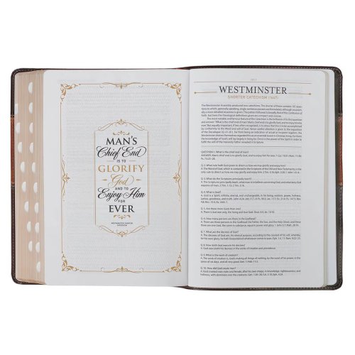 KJV Study Bible Faux Leather, Two-tone Brown with Thumb Index