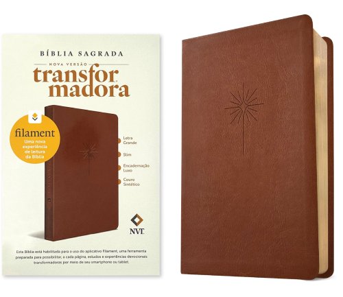 Bíblia Sagrada NVT Slim Letra Grande com Filament (LeatherLike, Brown)
