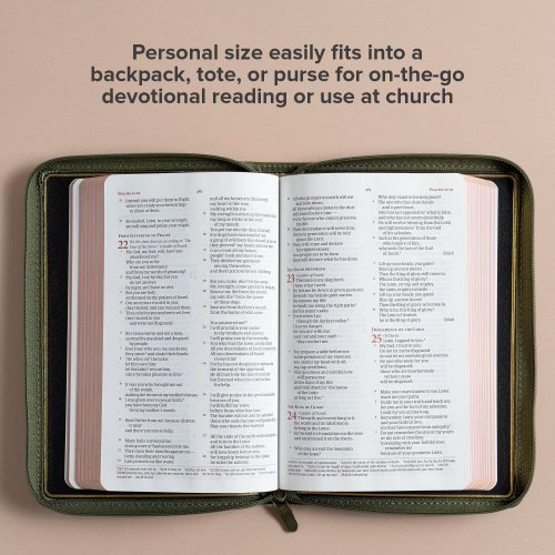 CSB Personal Size Bible, Holman Handcrafted Collection, Zipper Closure, Marbled Olive Premium Calfskin