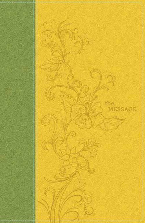 The Message Bible Deluxe Gift Bible, Yellow, Imitation Leather, Ribbon Marker, Presentation Page, Charts, Maps, Timelines
