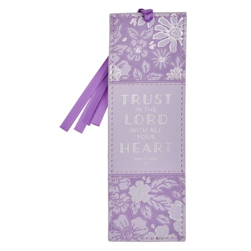 Bookmark-Trust In The Lord (Prov. 3:5)-Heart Lilac Faux Leather