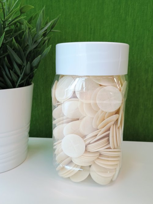 Pack of 500 Peoples Communion Wafers 1 1/8" Single Cross, White, Sealed Edge Altar Bread