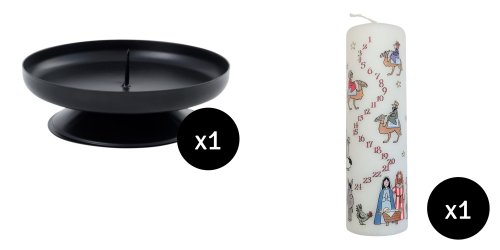 20cm Nativity Pillar Advent Candle & Holder