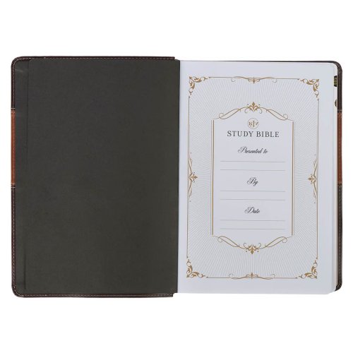 KJV Study Bible Faux Leather, Two-tone Brown with Thumb Index