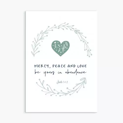 Mercy, Peace and Love Greeting Card