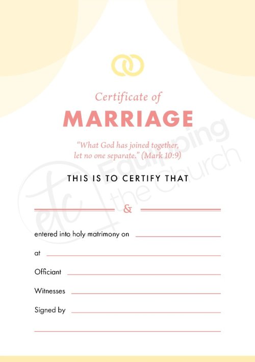 ETC Marriage Certificate A5 Portrait (pack of 10)