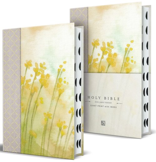 KJV Holy Bible, Yellow with Flowers, Giant Print, Indexed