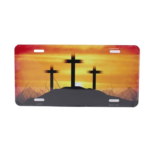 Three Crosses Sunset Number Plate Tag