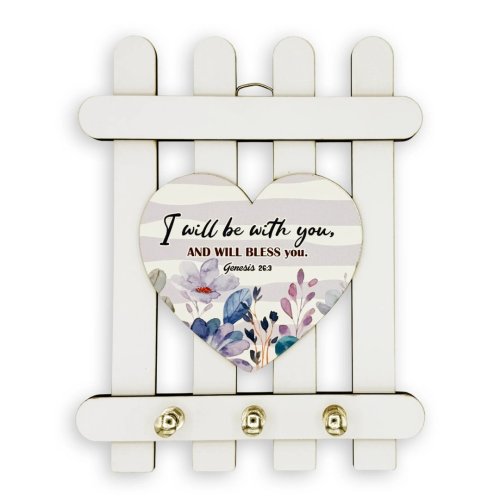 Wooden Key Holder – "I will be with you" (Genesis 26:3)
