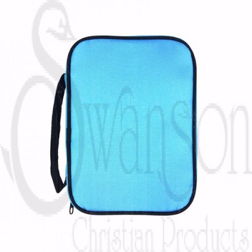 Medium Black/ Sky Blue Canvas Bible Cover