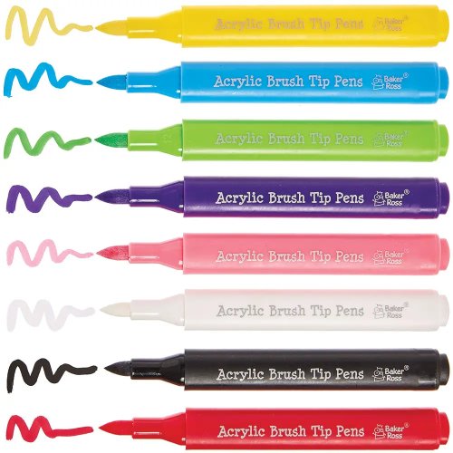 Acrylic Porcelain & Deco Brush Tip Pens (Pack of 8)
