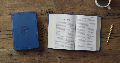 ESV Giant Print Personal Size Bible, Red Letter (TruTone, Deep Teal, Emblem Design)