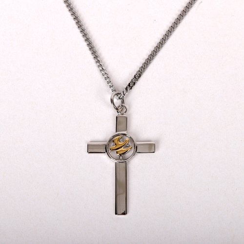 20" Sterling Silver Cross Necklace with Gold Dove