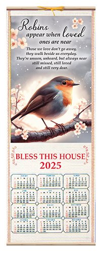 Robins Near You Wood Scroll Calendar