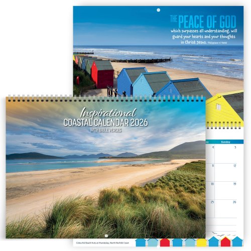 Inspirational Coastal Calendar 2026 with Bible verses on every page