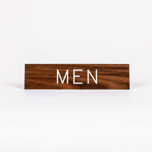 Sign Engraved Men Adhesive Back Walnut