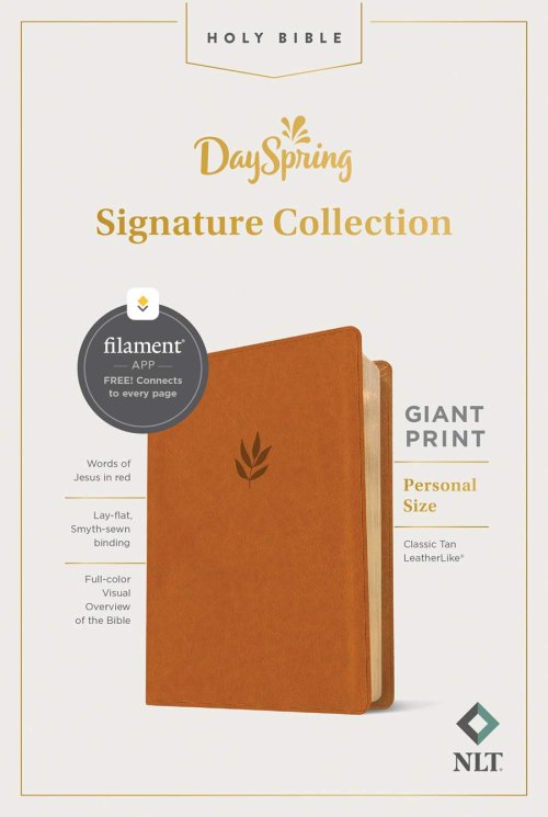 NLT Personal Size Giant Print Bible, DaySpring Signature Collection, Filament Enabled (LeatherLike, Classic Tan, Red Letter)