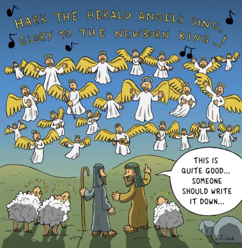 Angels Singing Carols Christmas Card - Nutty Nativity