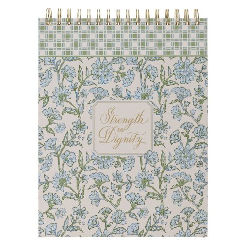 Spiral Notepad XL Blue Floral Strength And Dignity Prov. 31:25