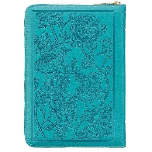 KJV Bible Compact Faux Leather, Teal w/zipper