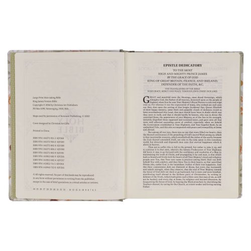 Sage Green Floral Hardcover Amelia Collection Large Print King James Version Note-taking Bible - Luke 22:42