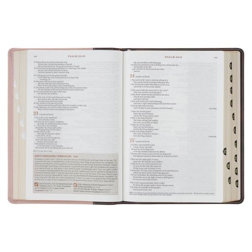 NLT, The Spiritual Growth Bible Faux Leather, Two-tone Pink and Brown