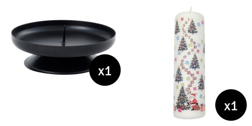 20cm Christmas Trees Pillar Advent Candle & Pillar Candle Holder