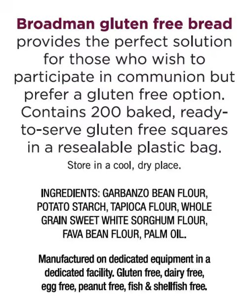 Pack of 200 - 10 mm Gluten Free Square Baked Communion Bread