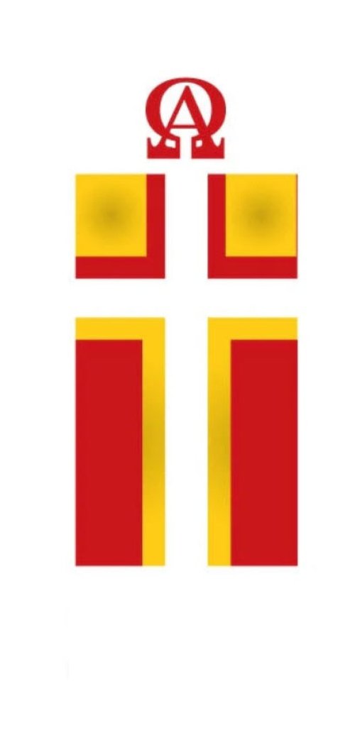 Candle Sticker- Red And Gold Block Cross (Without Year)