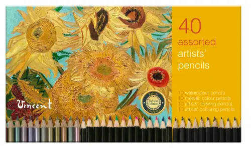 40 Assorted Artists Pencils - Van Gogh Sunflowers