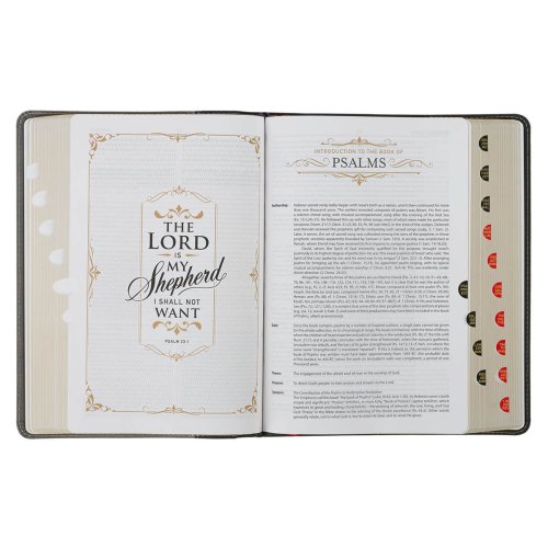 KJV Black and Gray Faux Leather King James Study Bible with Thumb Index