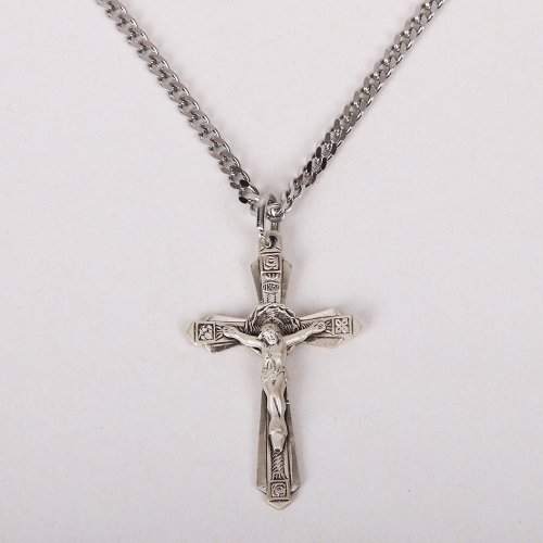 24" Sterling Silver Crucifix Necklace