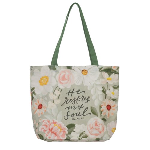 Tote Canvas He Restores My Soul Ps. 23:3