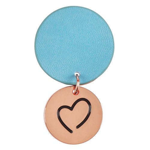 Be Joyful Rose Gold Key Ring with Teal Disc