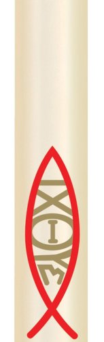 Candle Sticker -Red And Gold Ichthus (Without Year)