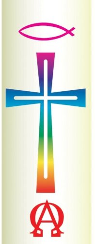 Small Candle Transfer -Rainbow Coloured Cross