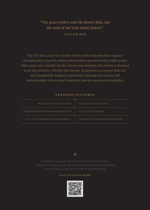 NLT Select Large Print Thinline Reference Bible, Filament Enabled (Goatskin Leather, Brown, Indexed, Red Letter)
