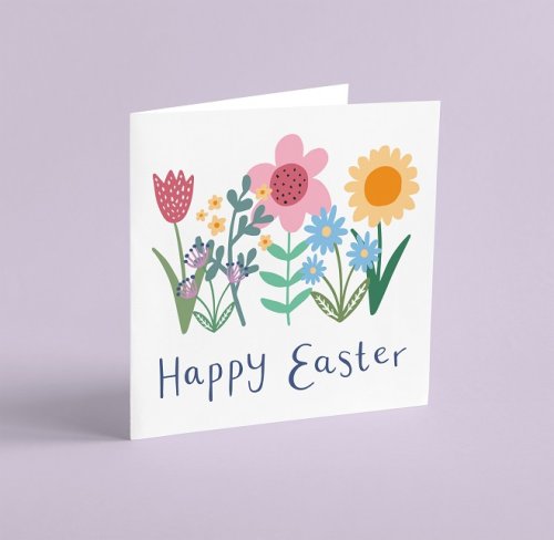 'Happy Easter' Square Greeting Card & Envelope