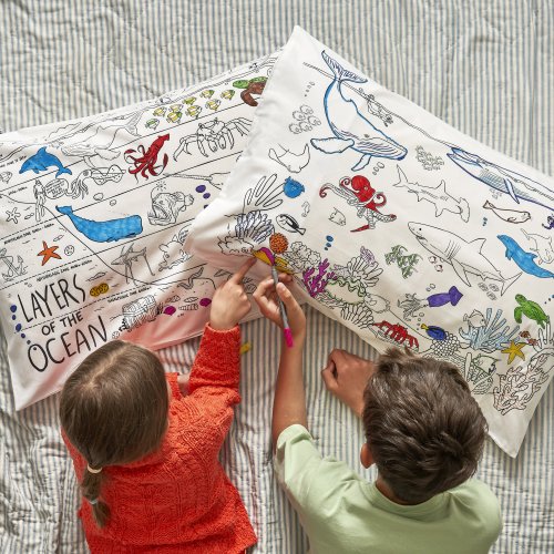 Under the Sea Pillowcase - Colour in and Learn