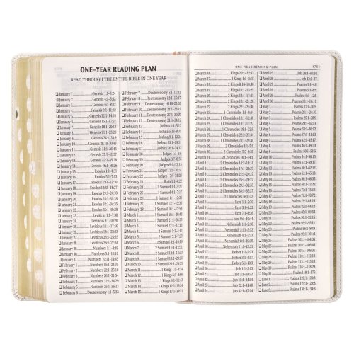 White Floral Faux Leather Giant Print Standard-size King James Version Bible with Thumb Index