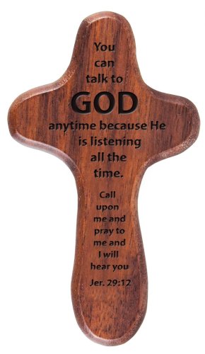 Hand-Held Wooden Cross Talk With God - 3 1/2" (12599)