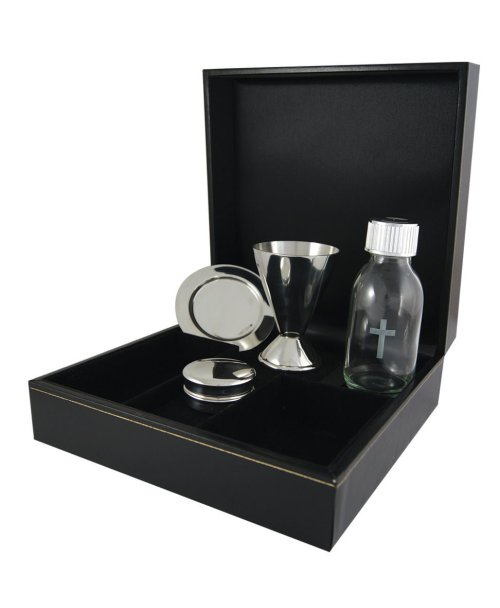 Old English 4 Piece Pewter Communion Set
