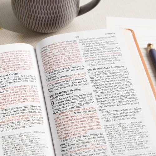 CSB Large Print Personal Size Reference Bible, Optimal Type, Digital Study Edition, Brown Floral LeatherTouch