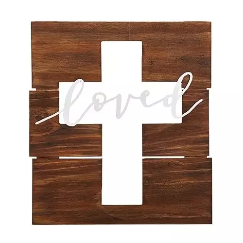 Loved Wall Sign with Cut-Out Cross