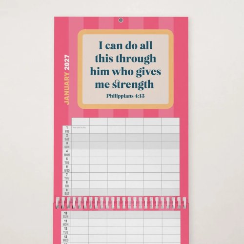 2027 six-column Christian family planner calendar