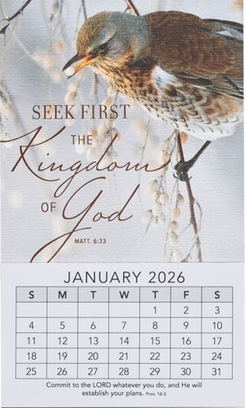2026 Seek First Mini Magnetic Calendar - Matthew 3:33
