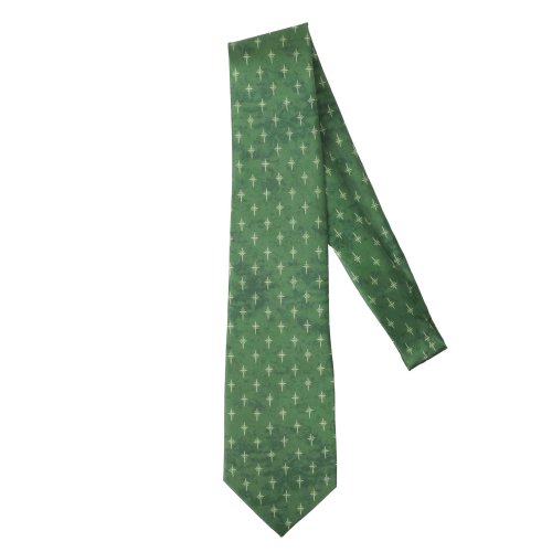 Tie: Star Cross Green Silk