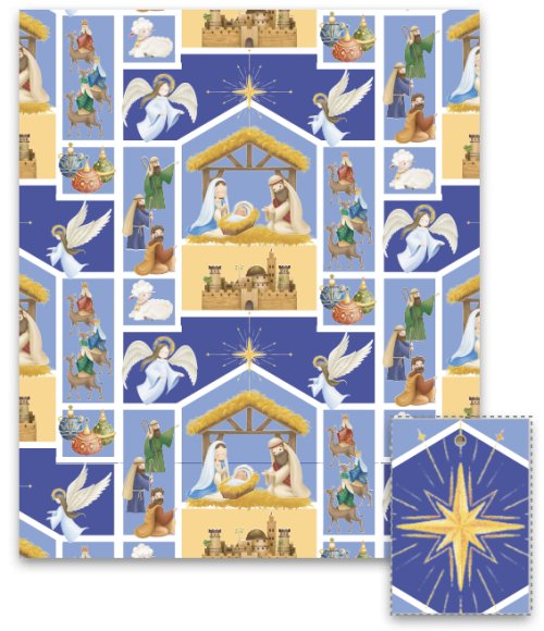 Gift Wrap: Nativity (4 Pack)