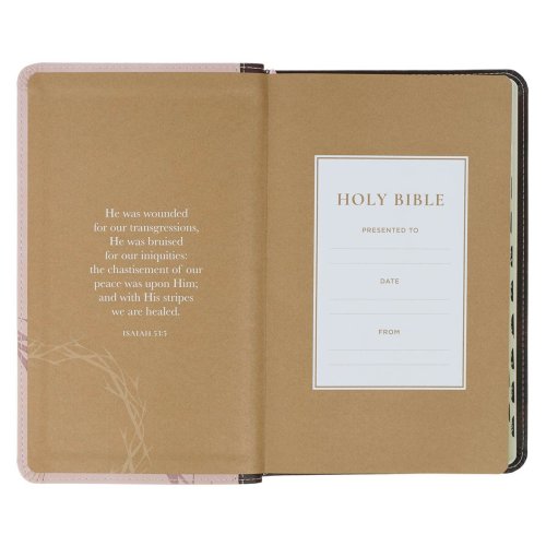 KJV Espresso and Pink Faux Leather Giant Print King James Version Bible with Thumb Index