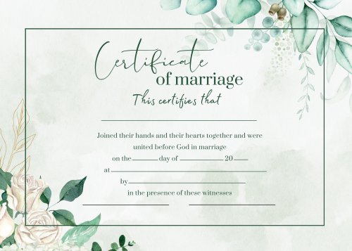 Marriage Certificate - Eucalyptus & Rose